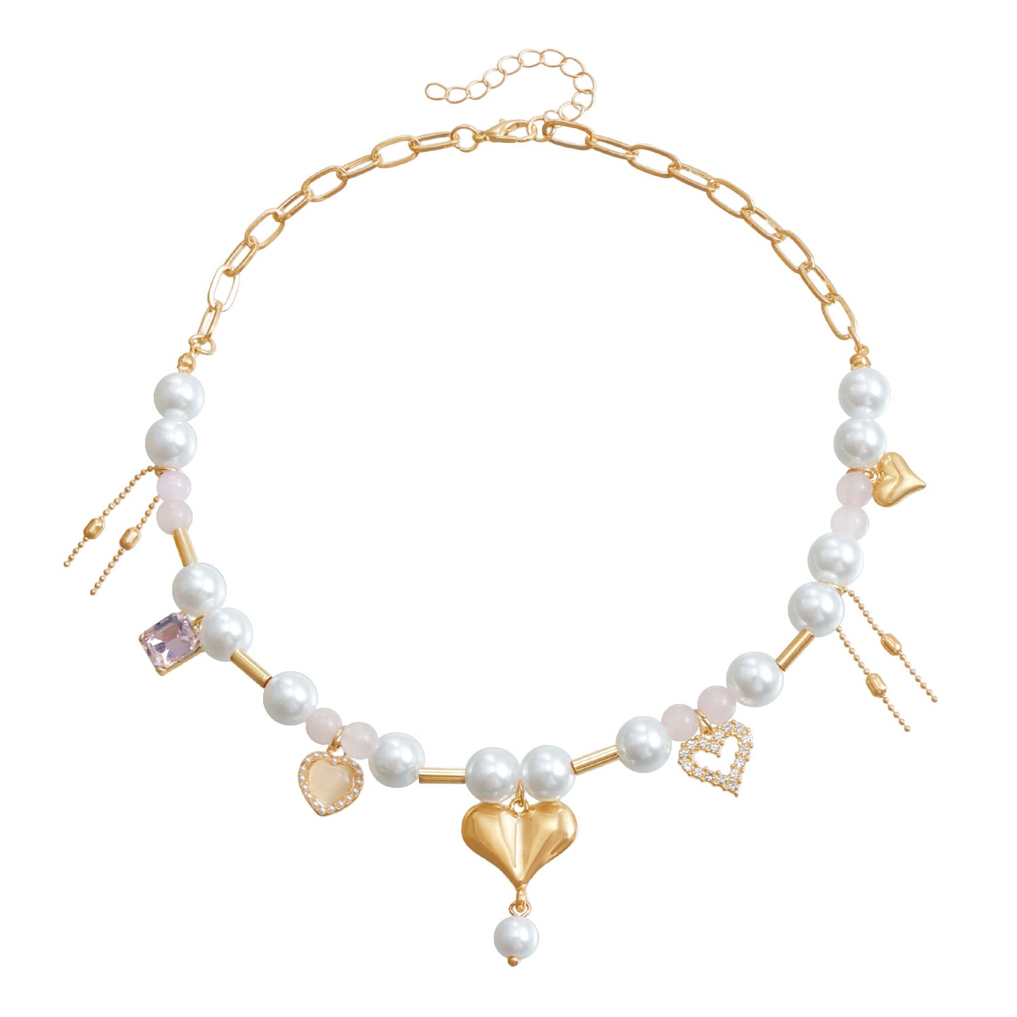 Fashionable Butterfly and Heart-Shaped Alloy Pendant Necklace with Plated Finish for Women