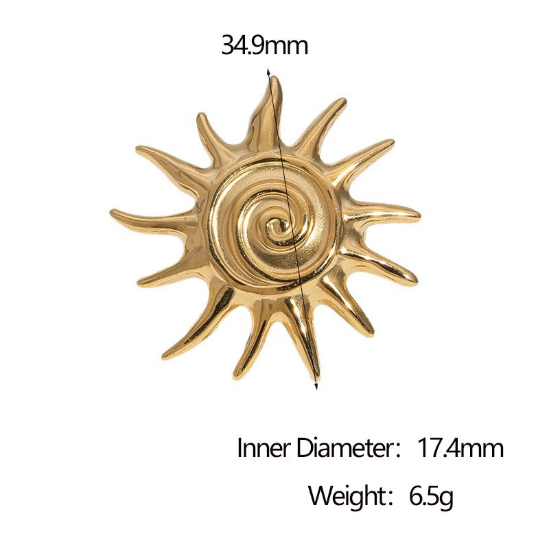 Minimalist Sun Symbol Open Ring for Women in Stainless Steel with 18K Gold Plating