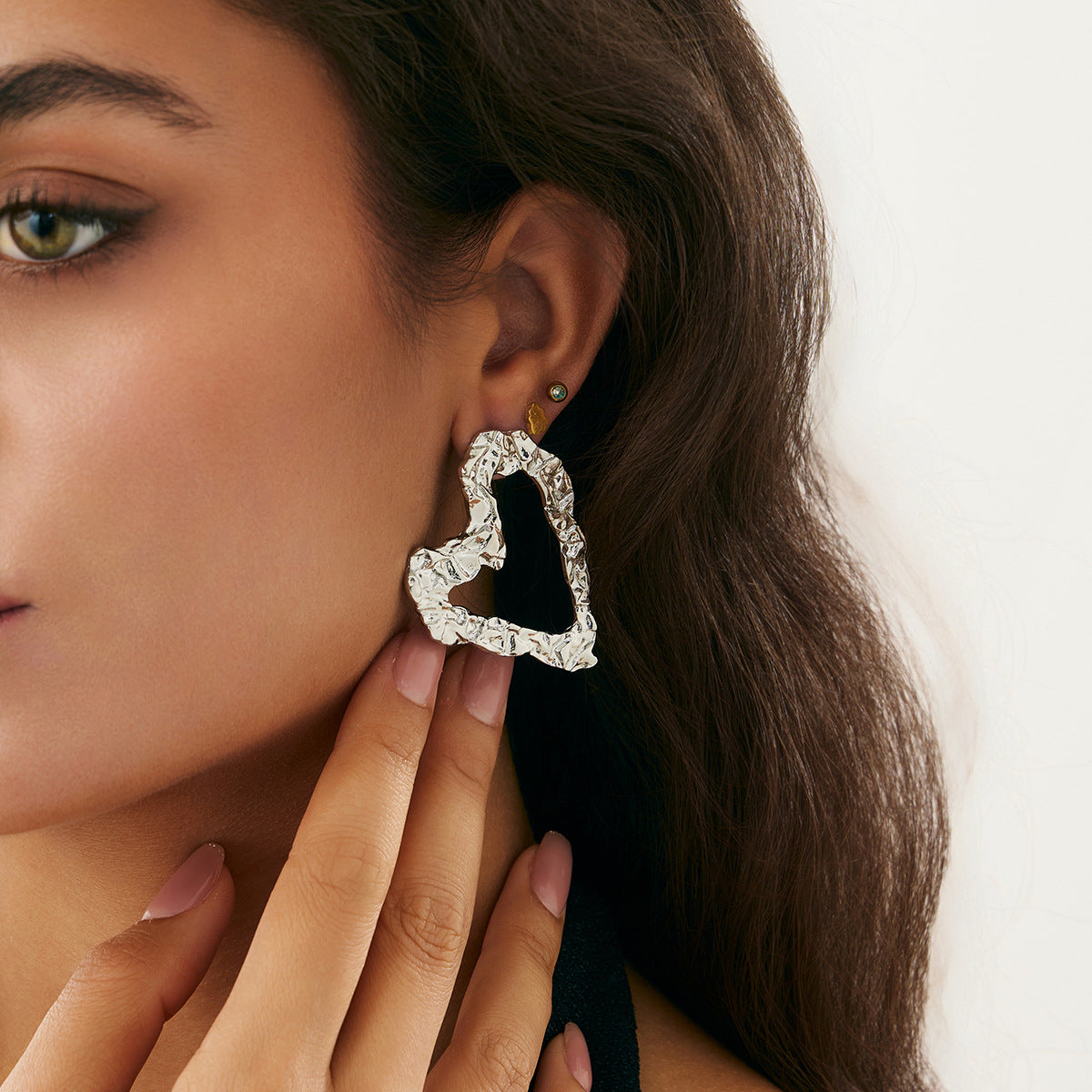 Creative Liquid Lava Wrinkled Heart Geometric Alloy Plated Earrings for Women