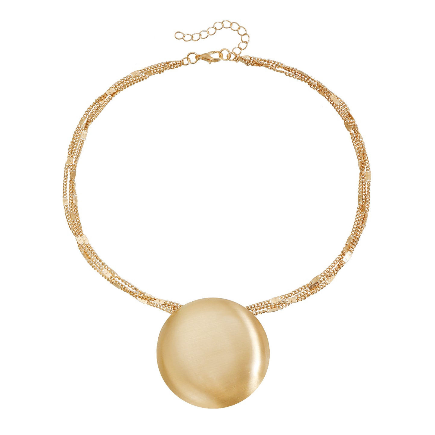 Vintage Geometric Round Brushed Alloy Pendant Necklace for Women