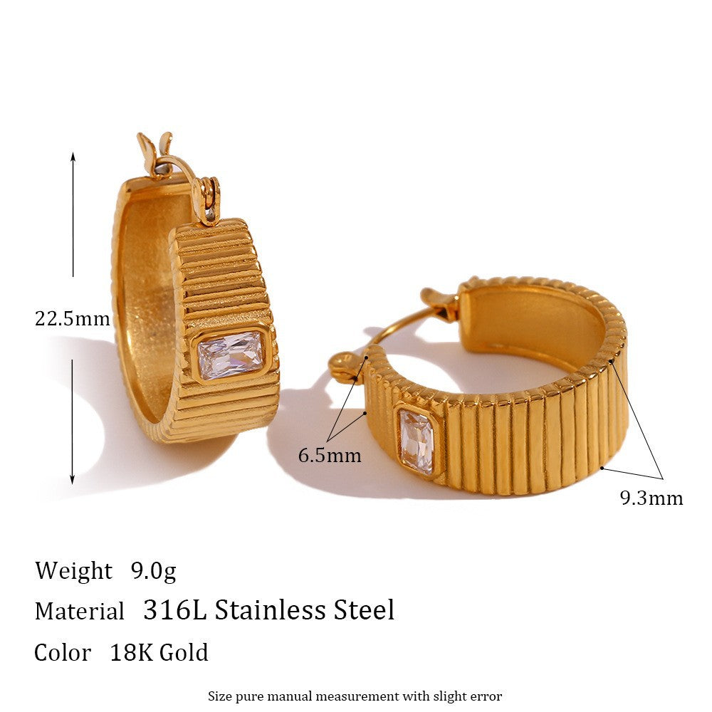 Vintage-Inspired Geometric U-Shaped Titanium Steel Earrings for Women with 18K Gold Plating