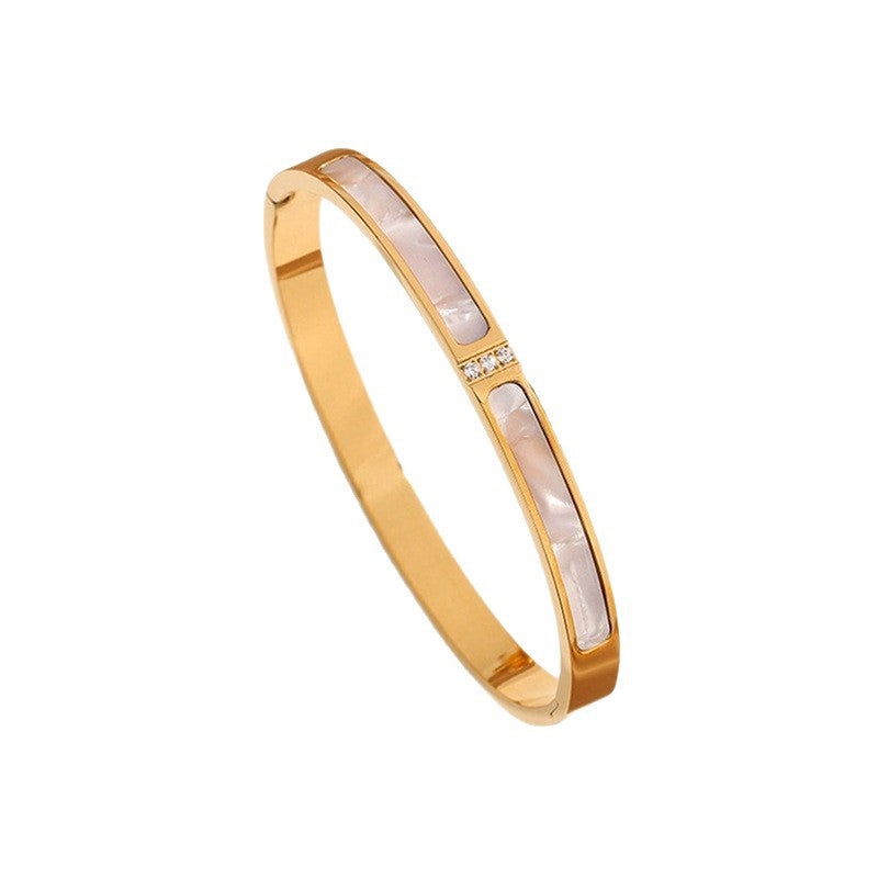 Bracciale Minimalista Geometrico in Acciaio Inossidabile con Strass e Finitura Placcata per Donna e Uomo