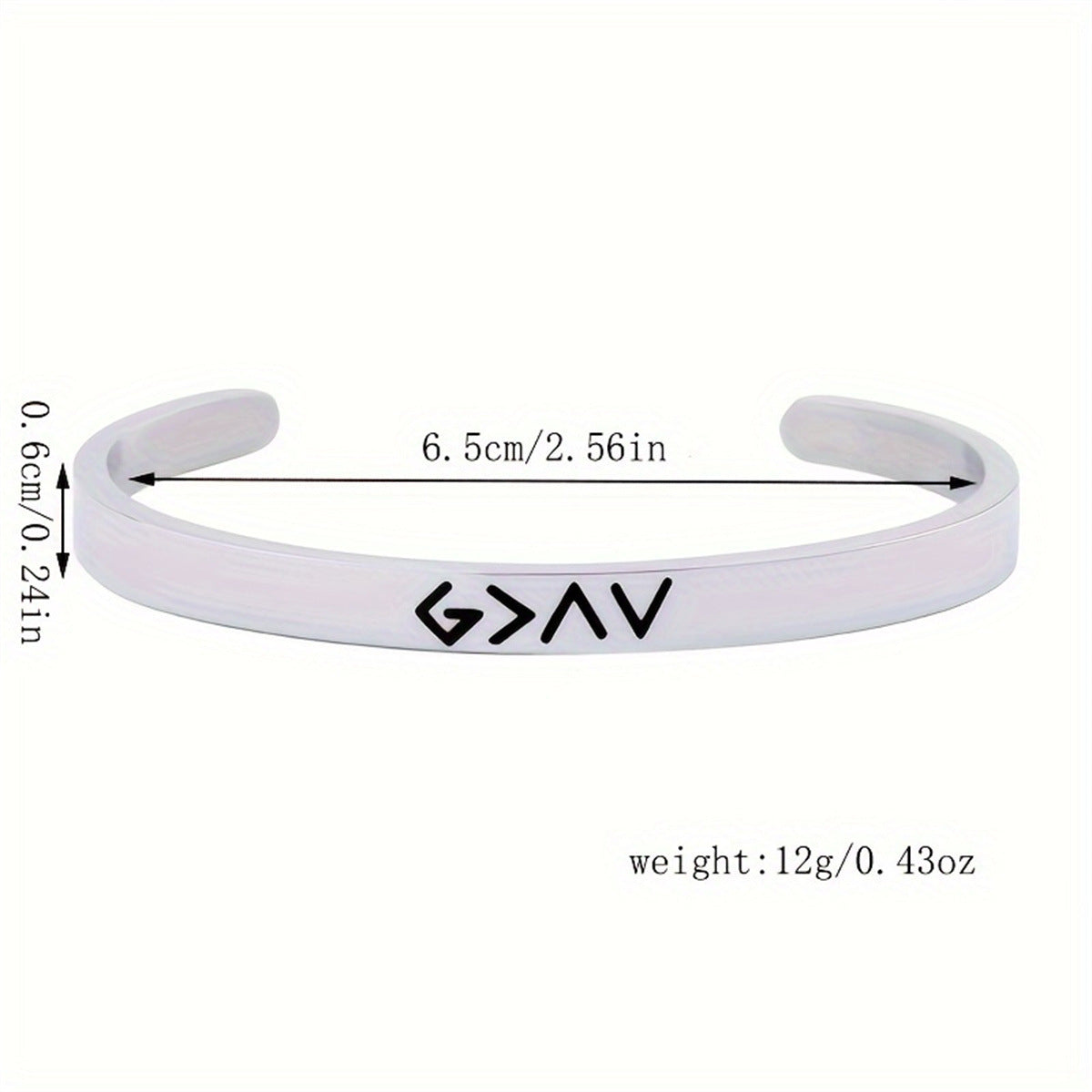 Pulsera ajustable de acero inoxidable en forma de C con diseño "God Is Greater" de inspiración religiosa para hombres y mujeres