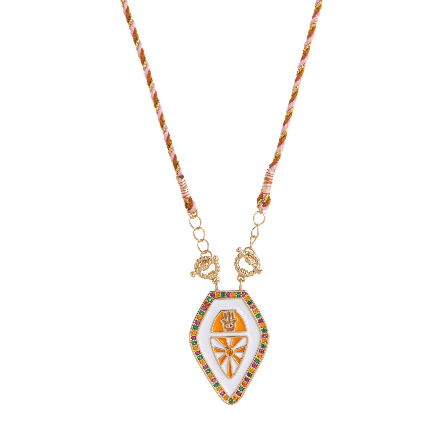 Minimalist Tarot Card Pendant Necklace for Women with Enamel Finish and Zircon Inlay on Gold-Plated Copper Chain