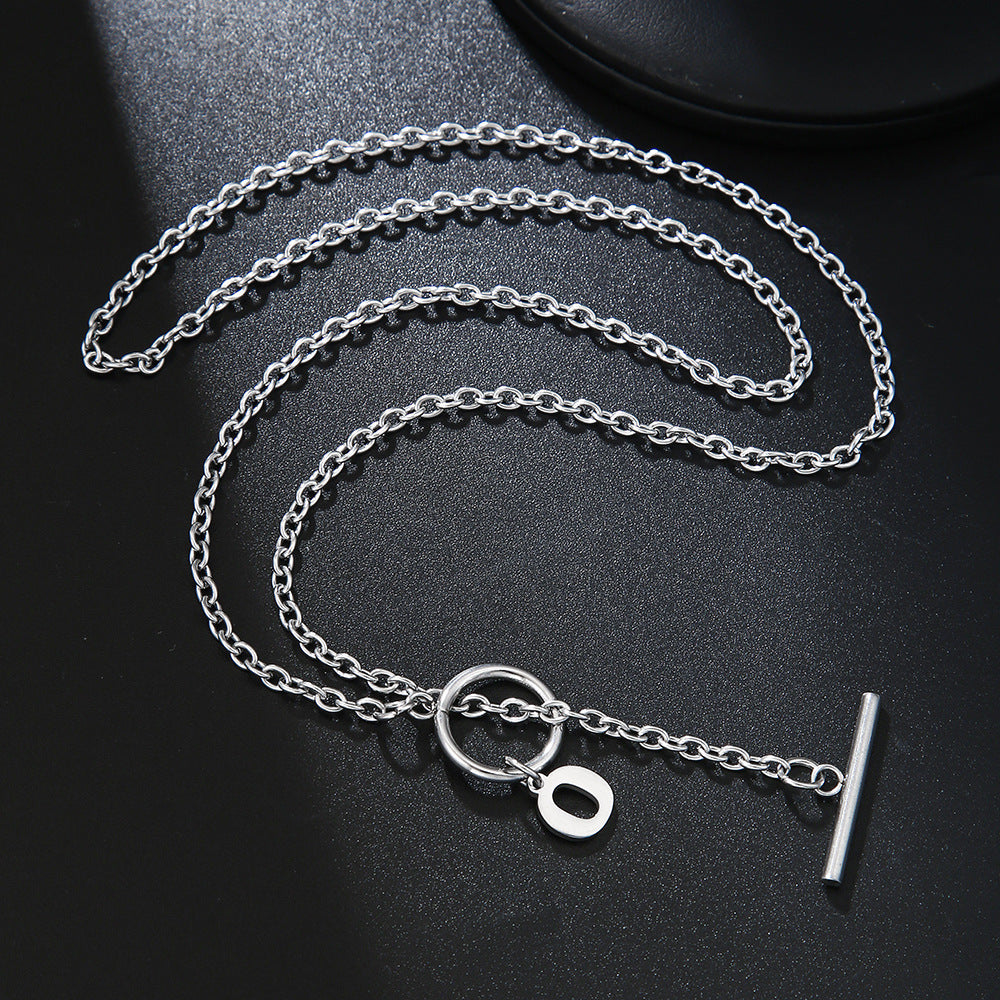 Hip-hop Streetwear Geometric Letter Titanium Steel Pendant Necklace with OT Clasp for Unisex