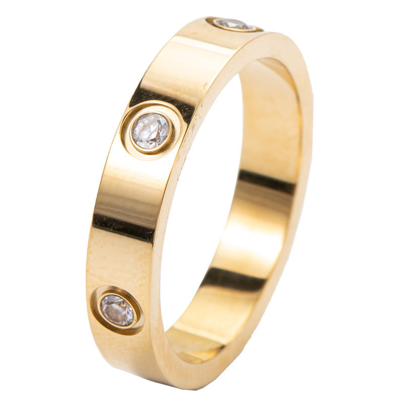 Anello minimalista in acciaio al titanio da donna con finitura placcata sottovuoto, design geometrico circolare, gioiello elegante e alla moda