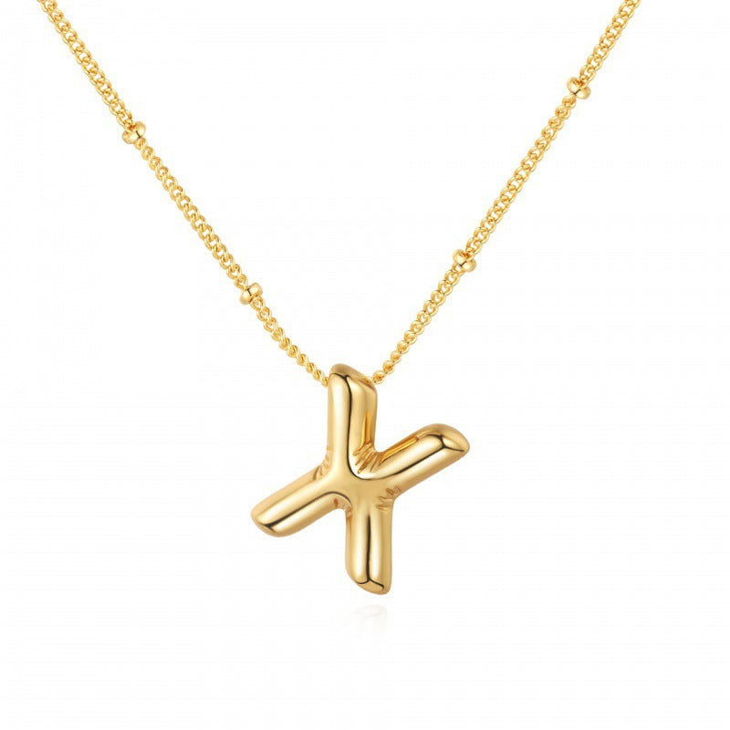 Gold Plated Brass Letter Pendant Necklace for Women