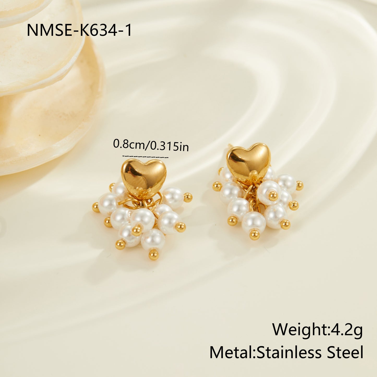Vintage-Inspired Minimalist Stainless Steel Beaded Earrings with Heart and Geometric Shapes Electroplated for Women