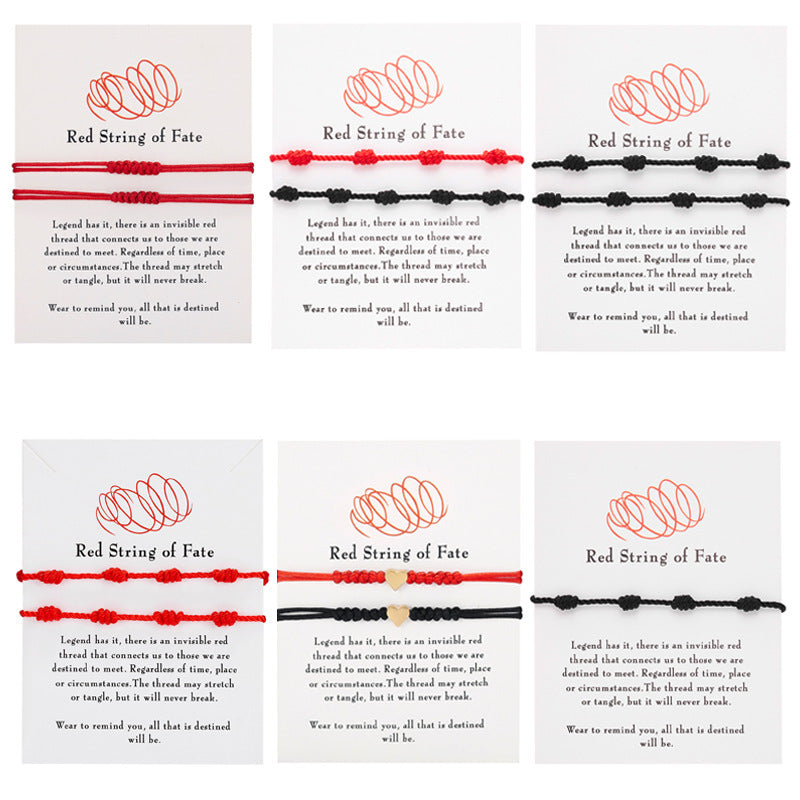 Fashion Elegant Handmade Bow Red Rope Adjustable Friendship Bracelet for Unisex