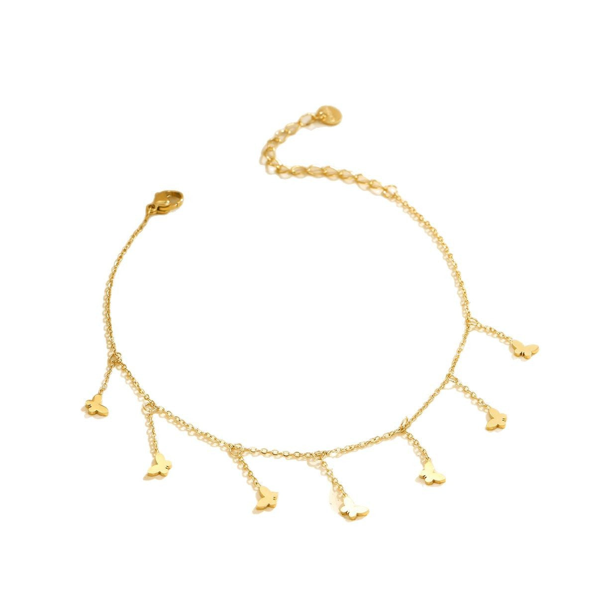 Tobillera minimalista de acero inoxidable con forma de mariposa con incrustaciones de pedrería para mujeres y hombres