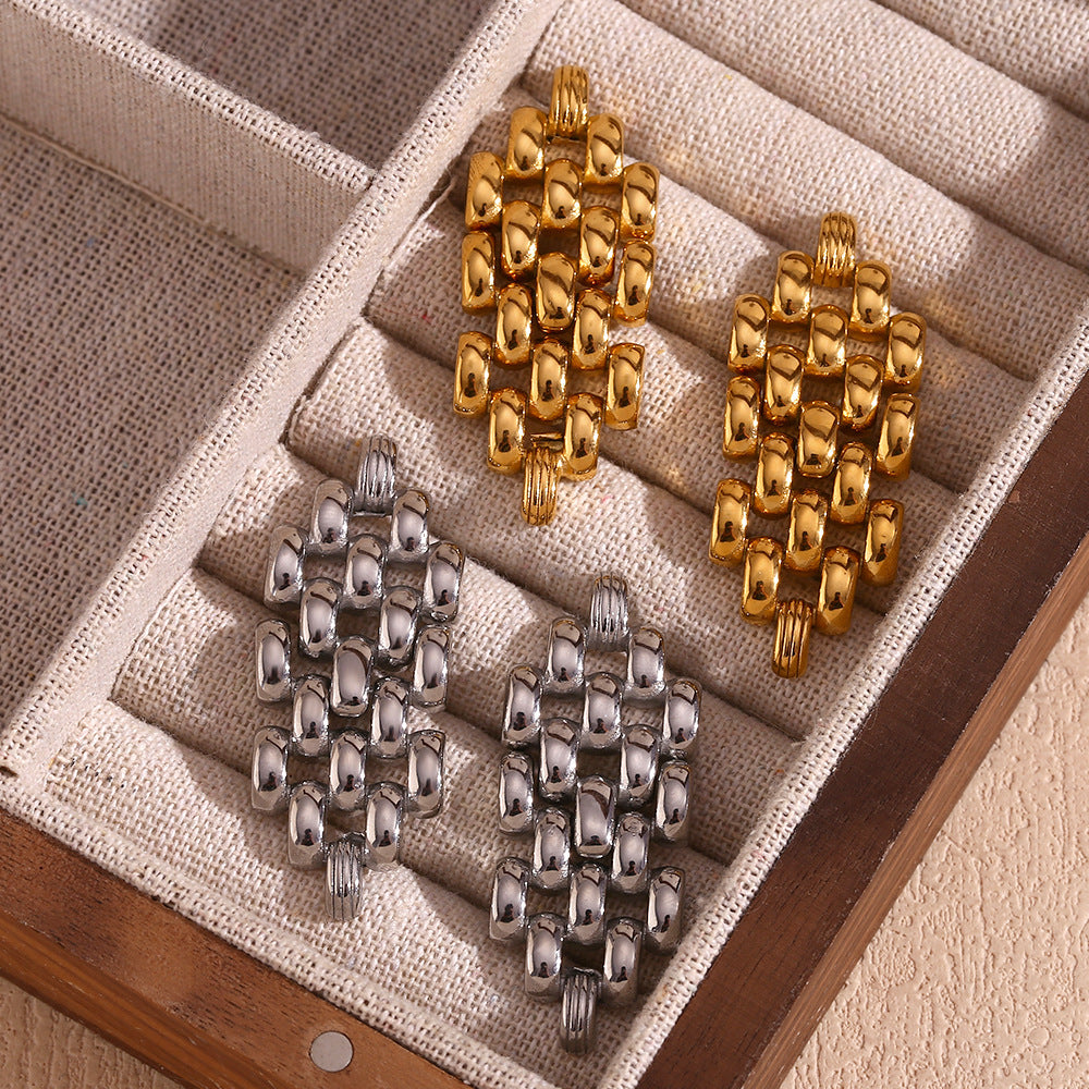 Orecchini a perno geometrici alla moda in acciaio inossidabile placcati oro 18 carati da donna, design a catena di ispirazione bohémien