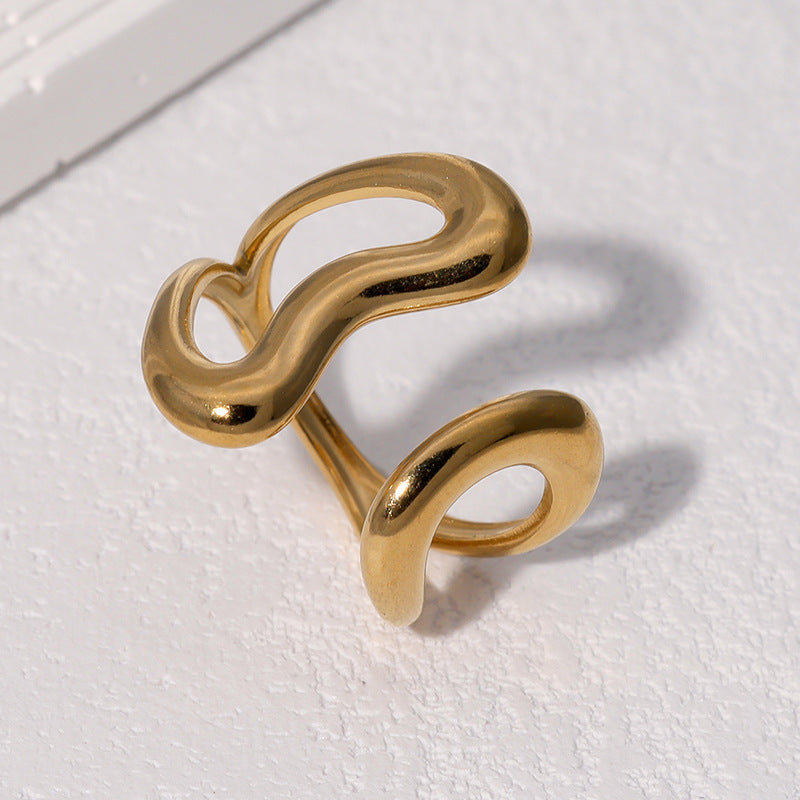 Anello aperto geometrico minimalista in acciaio inossidabile placcato oro 18 carati, gioielli di moda da donna