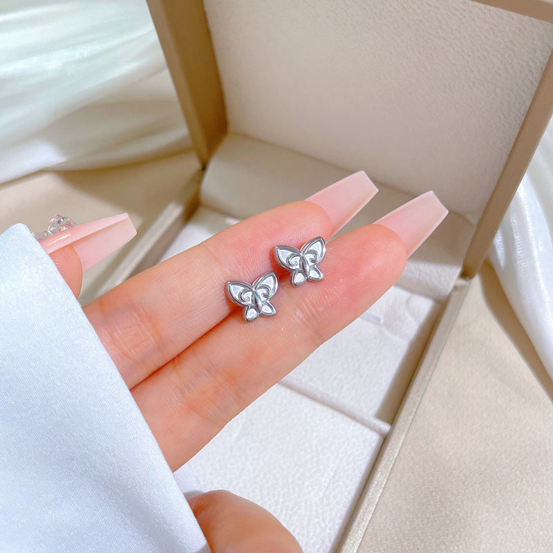 Minimalist Geometric Titanium Steel Ear Studs for Women