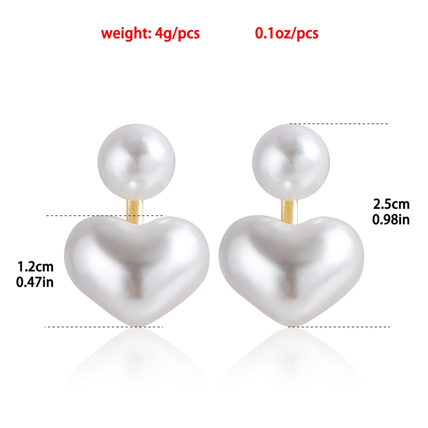 Sweet Heart-Shaped Acrylic Stud Earrings with Plated Finish for Women