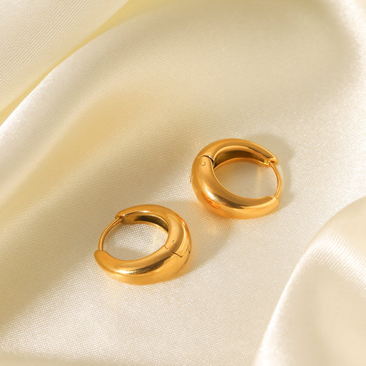 Minimalist 18K Gold Plated Stainless Steel U-Shaped Geometric Hoop Earrings for Women