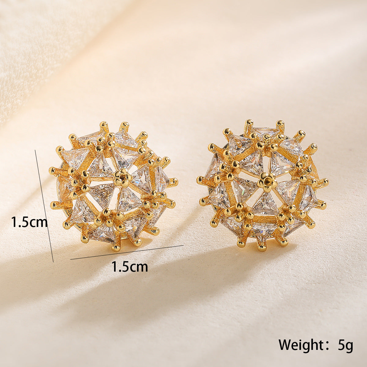 Minimalist Geometric Copper Stud Earrings with Micro-Pave Zirconia for Women