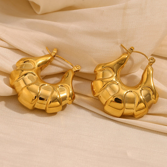 Orecchini minimalisti geometrici cavi in acciaio inossidabile con placcatura in oro 18 carati da donna
