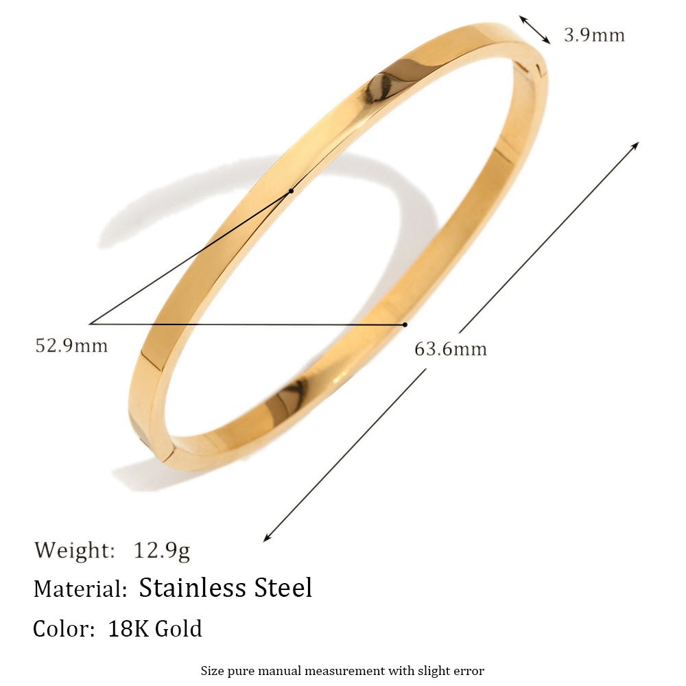 Bracciale da donna placcato oro 18 carati in acciaio inossidabile geometrico minimalista