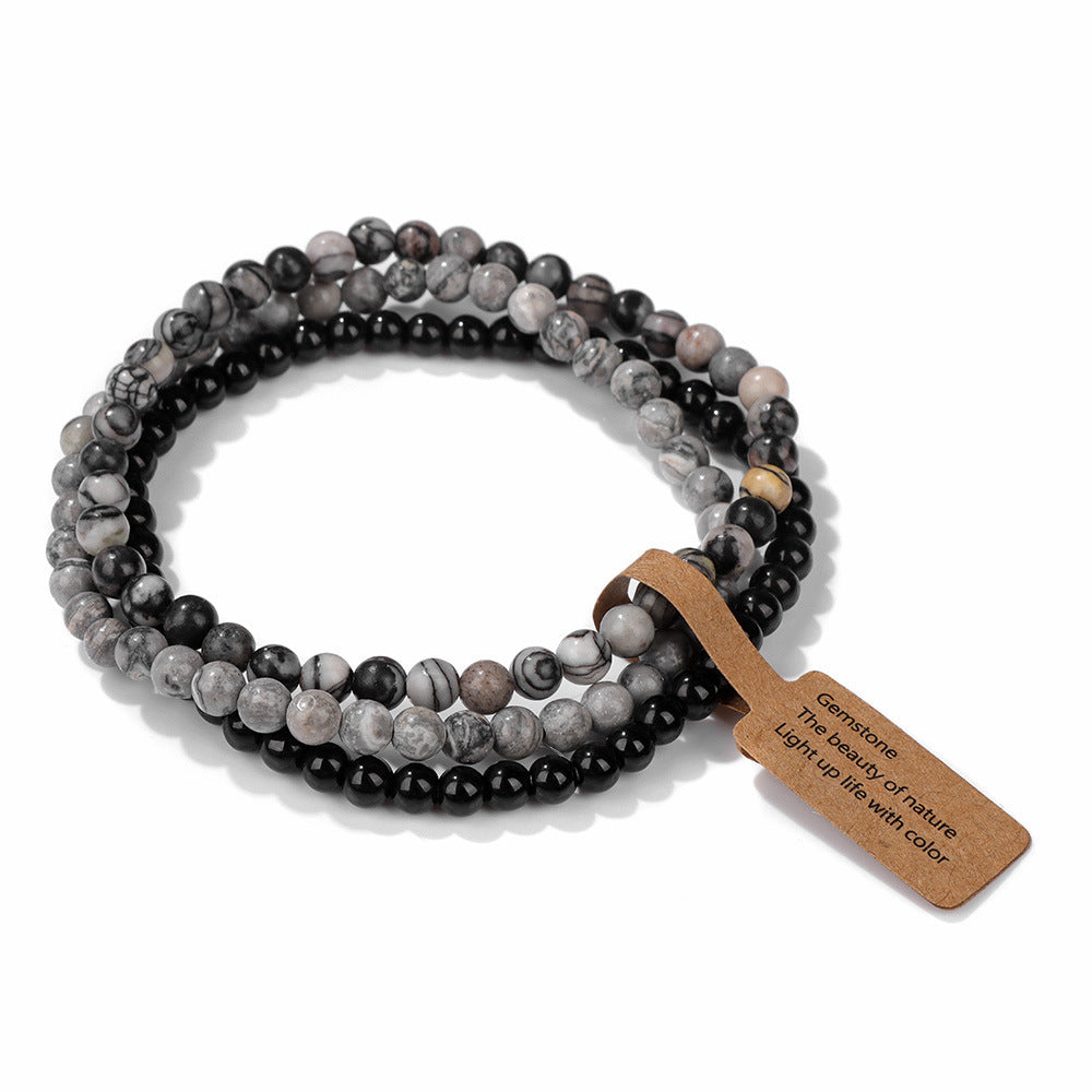Vintage Geometric Agate Beaded Bracelet Unisex Natural Stone Jewelry