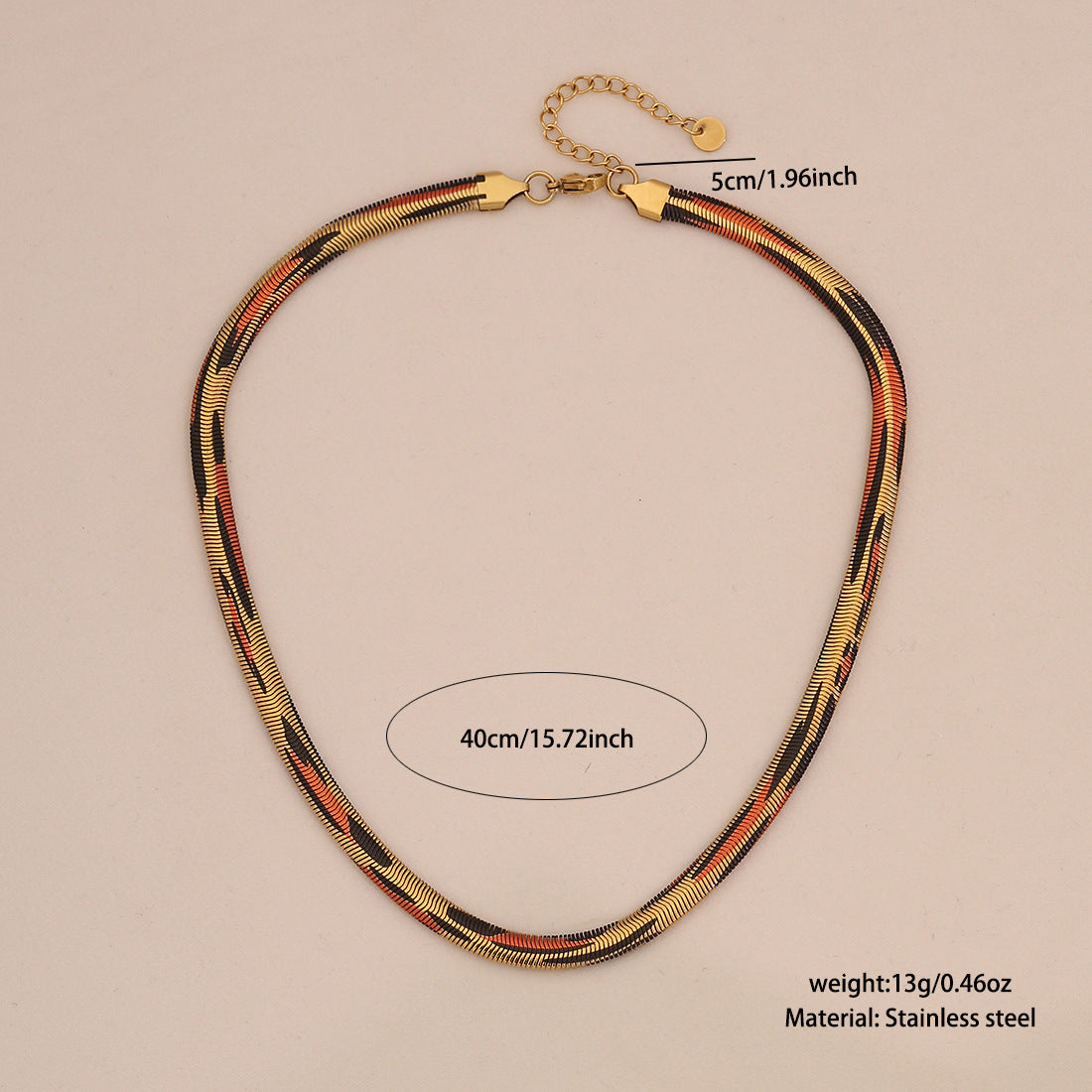 Retro Leopard Print Snake Chain Necklace for Women Stainless Steel Pendant with Animal Pattern and Plated Finish