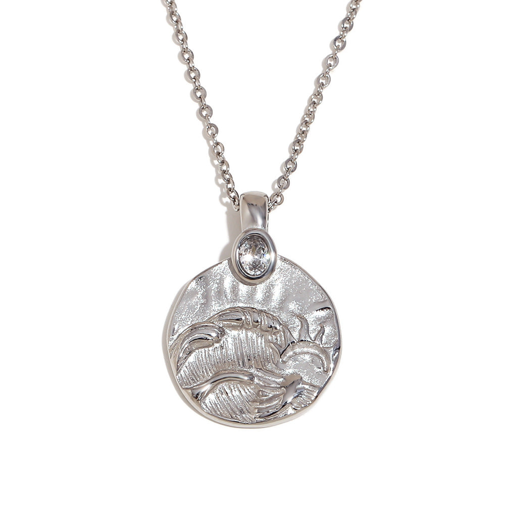 Collana da donna vintage in stile francese con ciondolo geometrico Sole e Luna in acciaio inossidabile placcato oro 18K