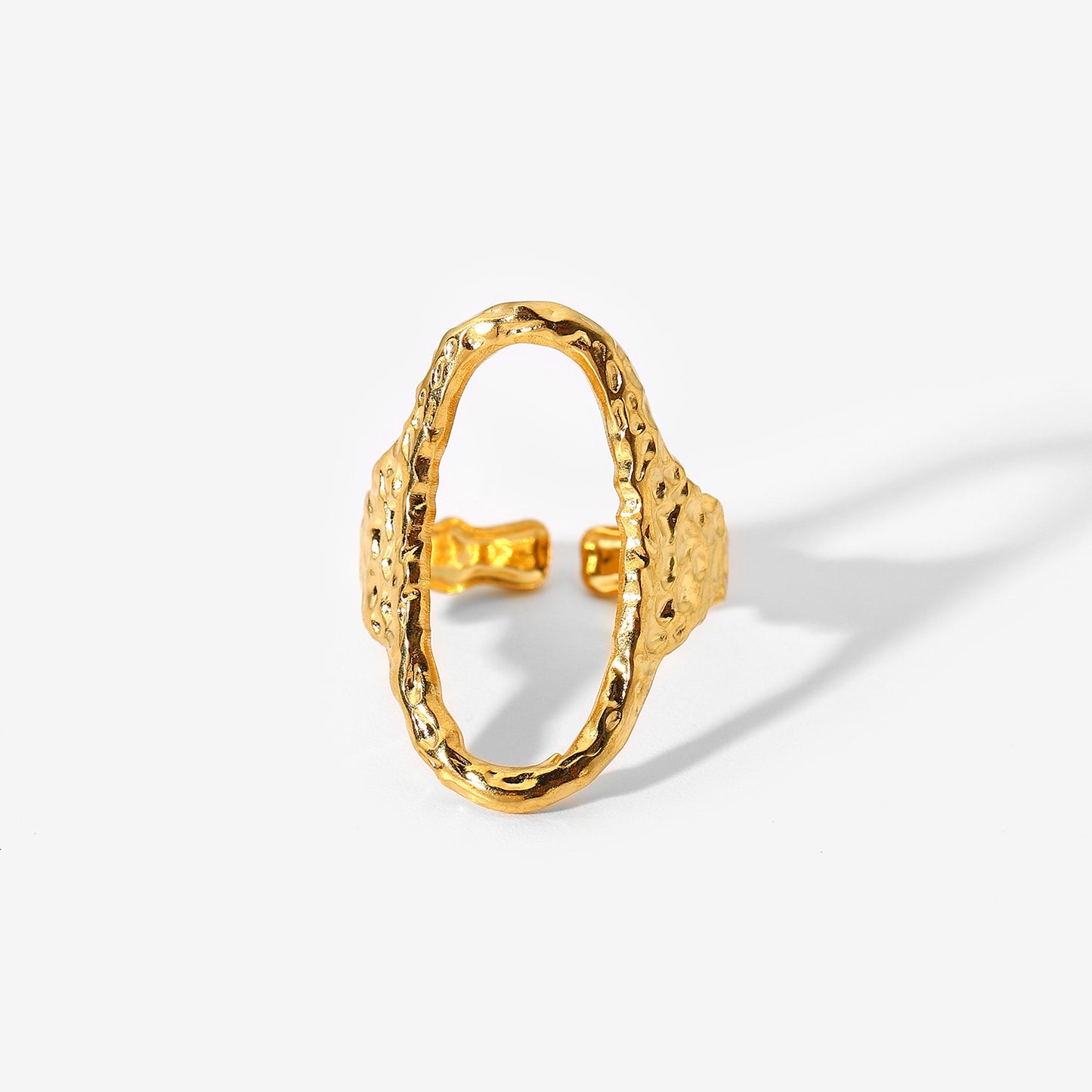 Fashion Business Casual Teardrop Geometric Plated Stainless Steel Ring for Women