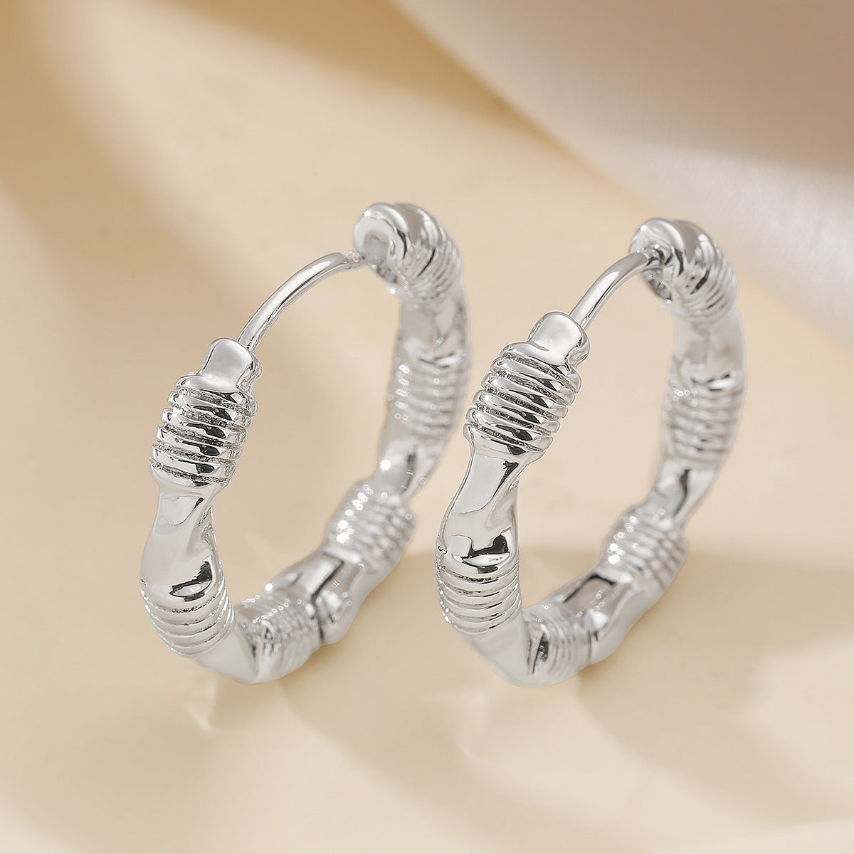 Vintage 18K Gold Plated Brass Geometric Hoop Earrings for Women