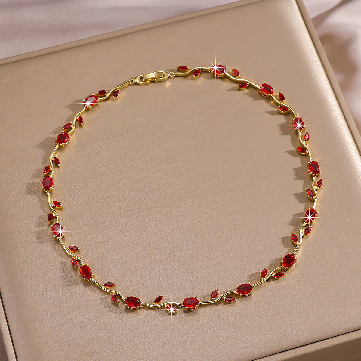 Luxury Gold Plated Brass Leaf Bracelet with Cubic Zirconia Inlay Unisex Floral Design
