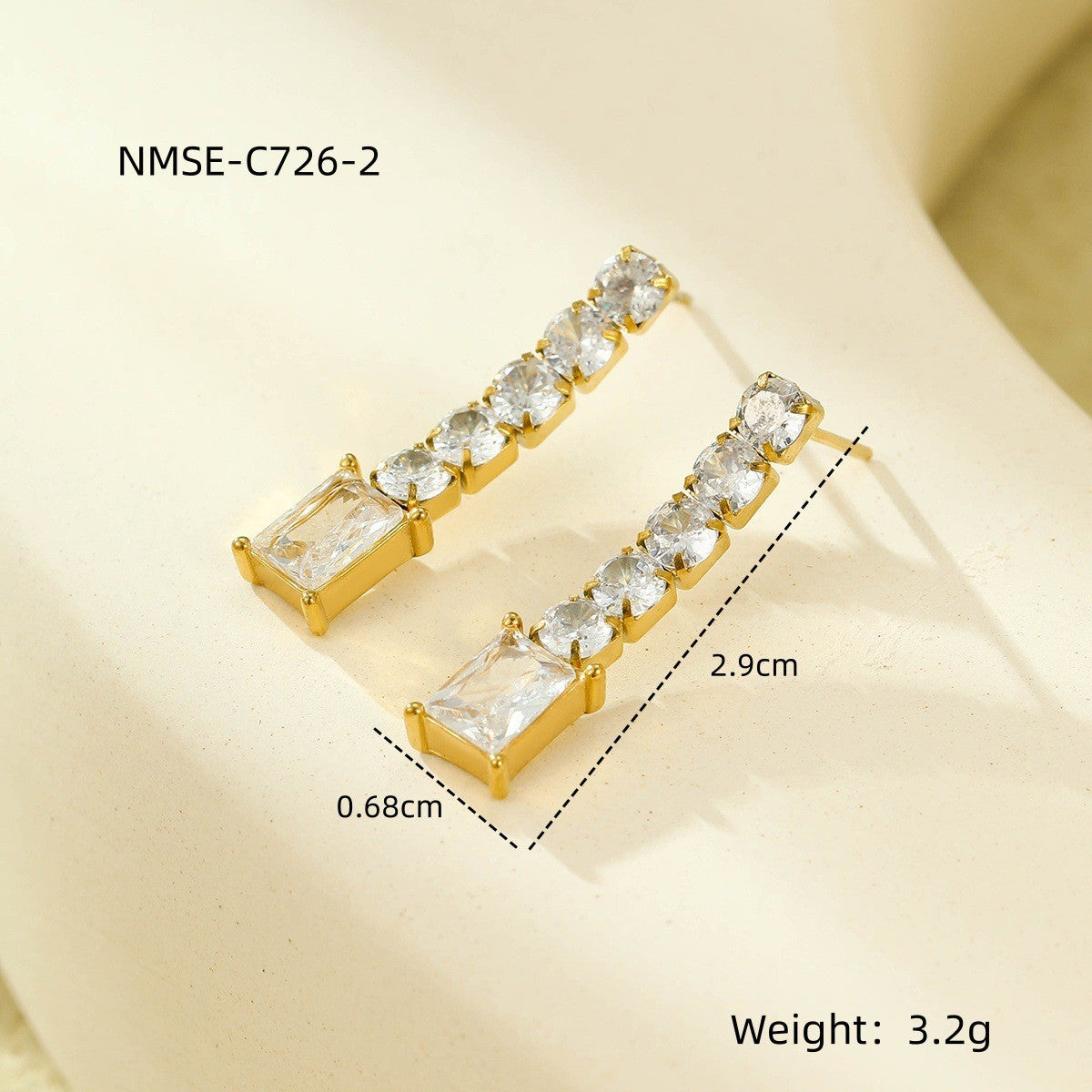 Pendientes de Acero Inoxidable Vintage con Circonitas y Baño de Oro de 18K para Mujer