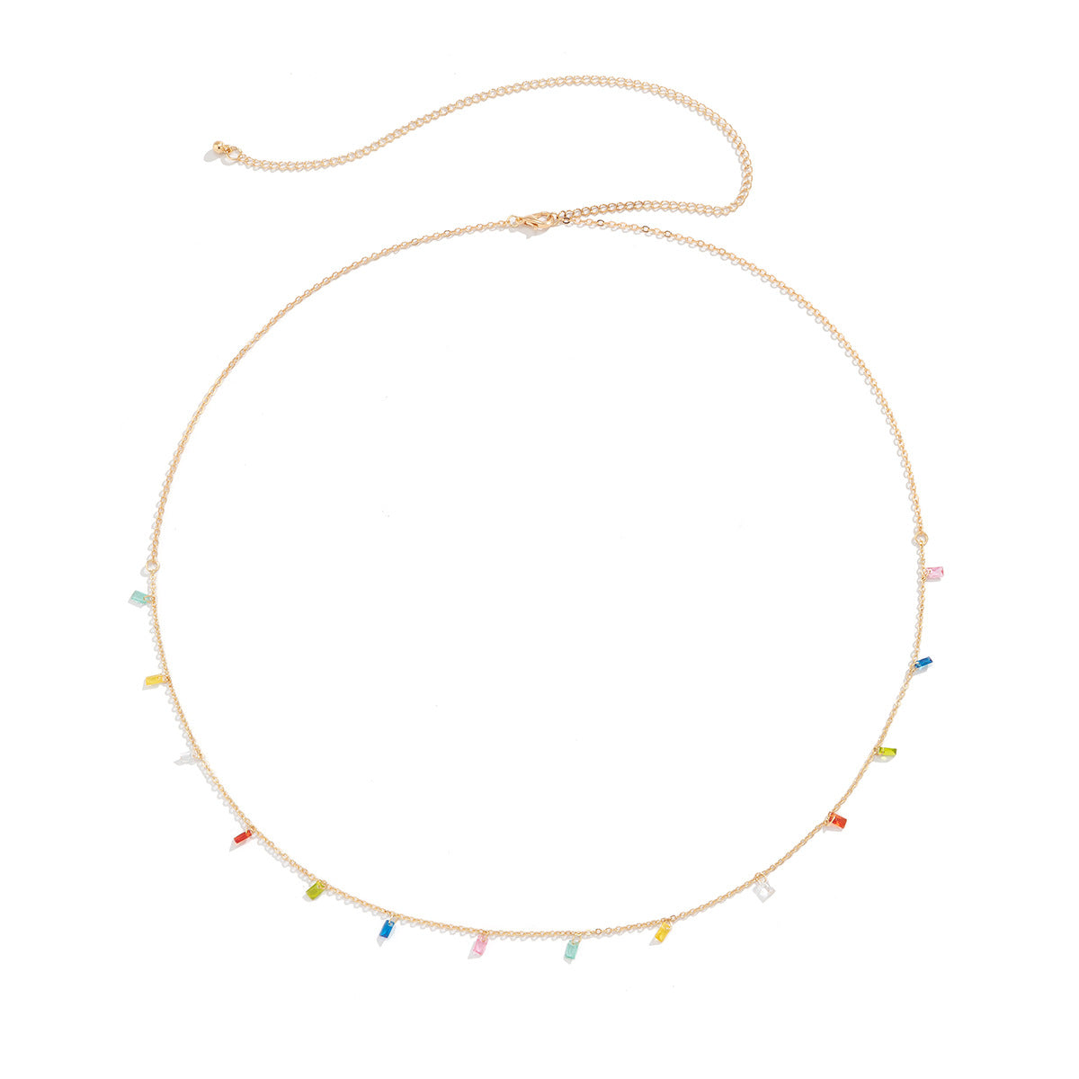 Catena a Punto Vita da Donna a Nappa con Ciondolo a Croce Geometrica Minimalista a Stella con Accenti di Strass in Metallo