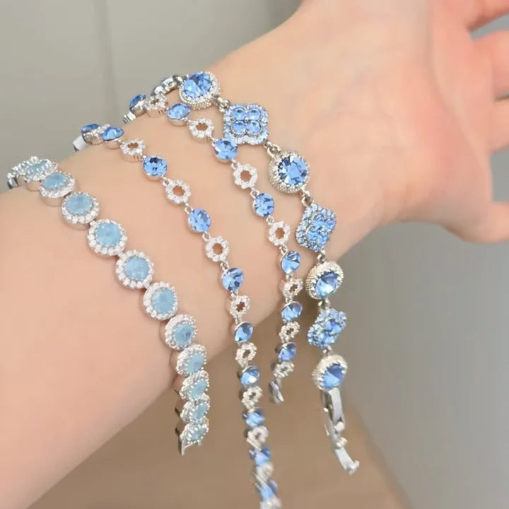 Elegant Luxury Oval Cubic Zirconia Inlaid Brass Bracelet for Women