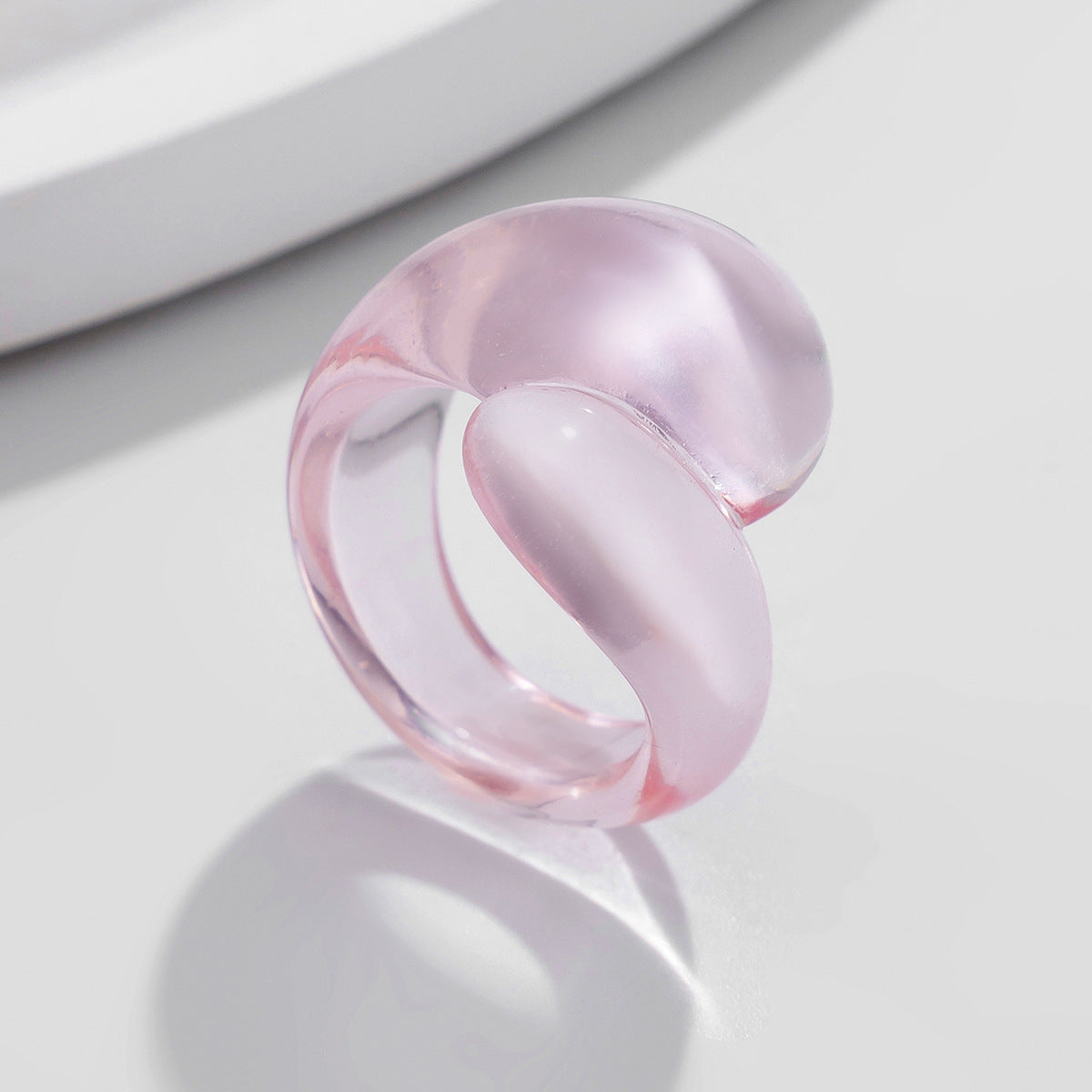 Anello in lega geometrico "Sweet-Edgy" con design a goccia colorato trasparente, fascia aperta regolabile, gioielli alla moda per donne