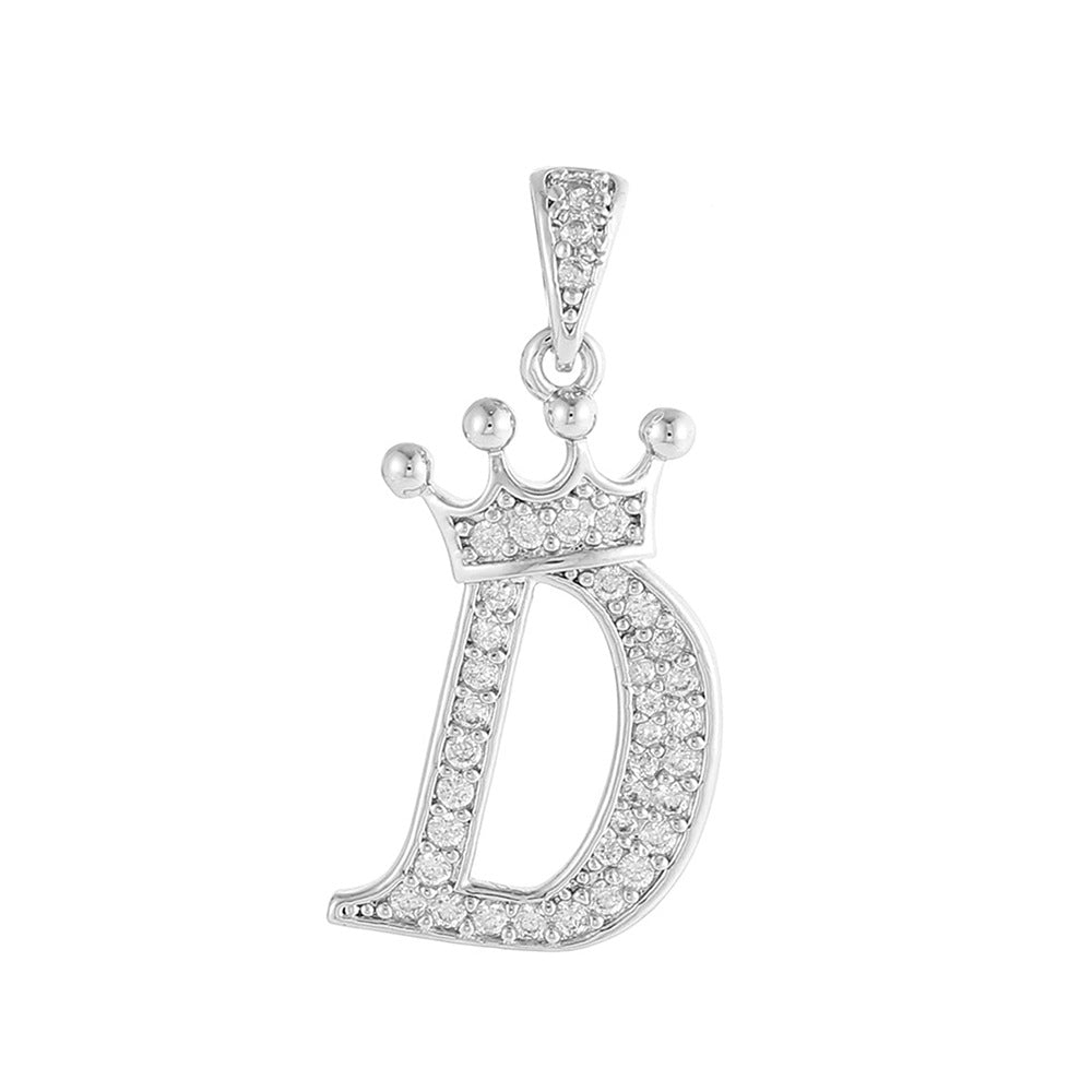 Silver Plated Brass Cubic Zirconia Inlaid Letter Charm Bar for DIY Necklace Bracelet
