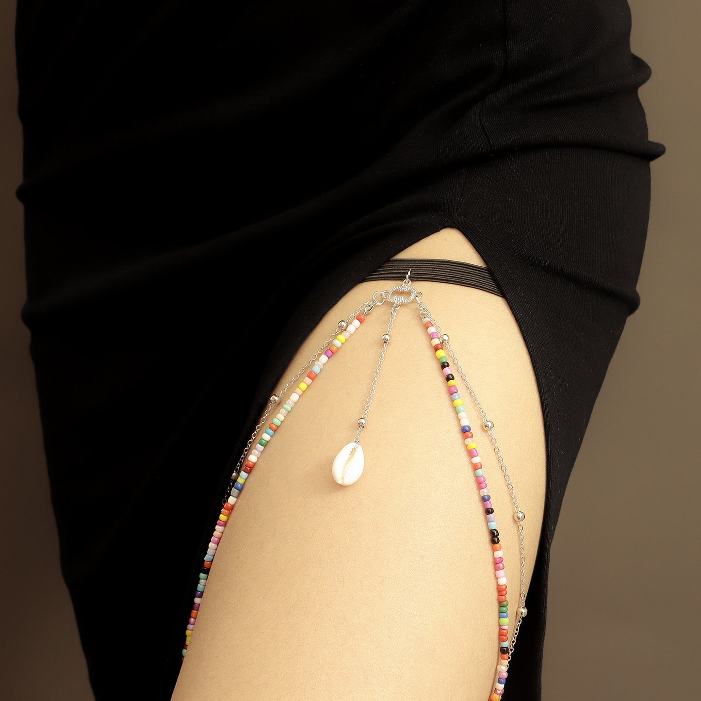 Geometric Style Alloy Anklet with Colorful Seed Beads and Pearl Accents for Women Bohemian Beach Body Chain
