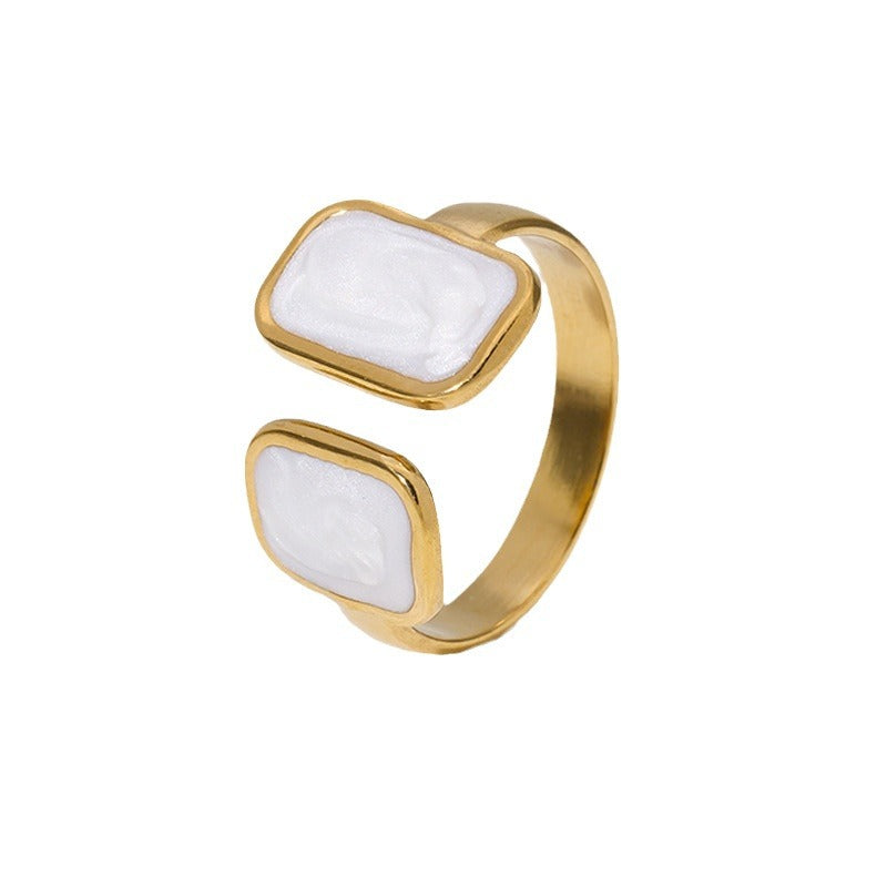 Anello Apribile Geometrico Minimalista in Acciaio al Titanio Placcato Oro 18K da Donna