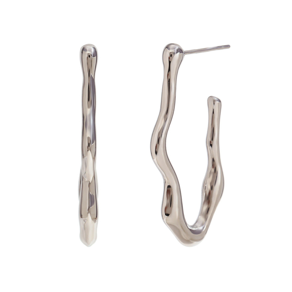 Minimalist Wave-Shaped Stainless Steel Ear Cuffs with 18K Gold Plating for Women