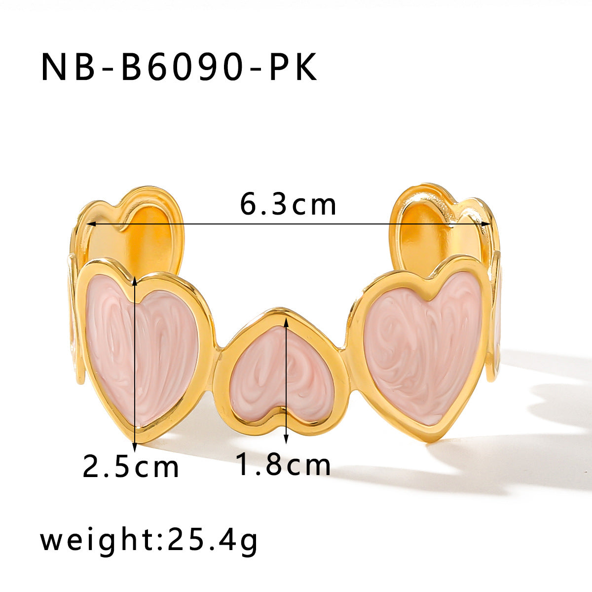Bracciale Minimalista da Donna in Acciaio al Titanio Smaltato a Forma di Cuore con Finitura Colorata Placcata