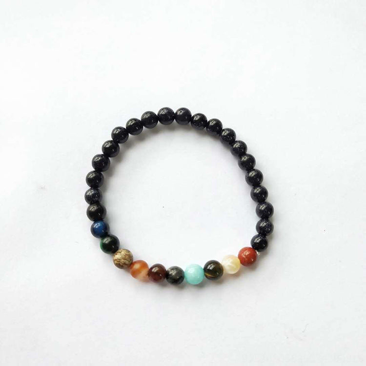 Unisex Round Geometric Volcanic Stone Bracelet