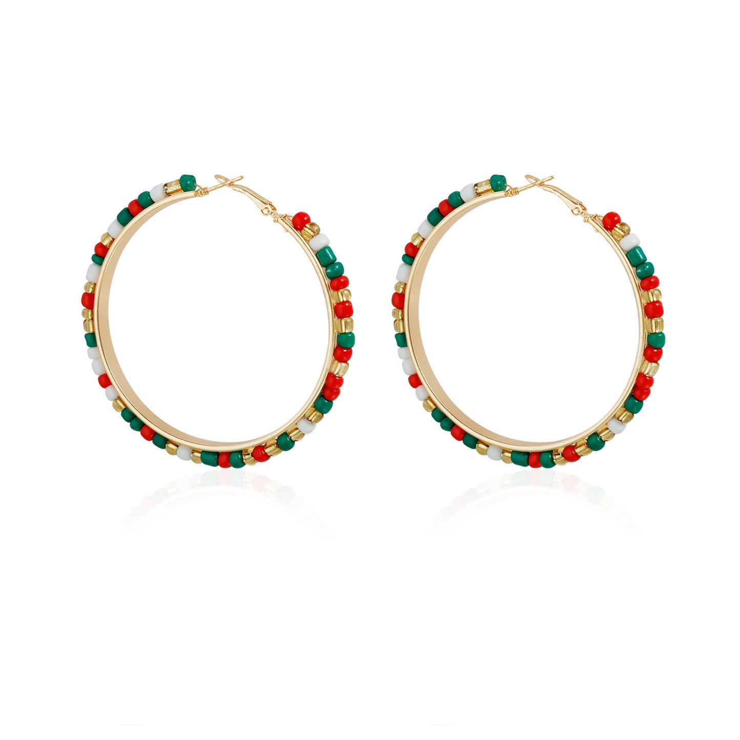 Geometric Alloy Hoop Earrings for Women with Electroplated Metallic Finish, Festive Christmas and New Year Styling