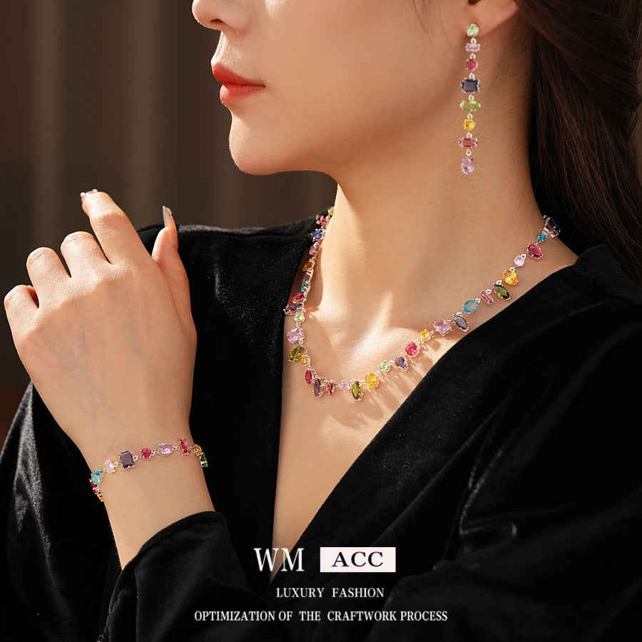 Elegant Sweet Teardrop Geometric Alloy Plated Cubic Zirconia Jewelry Set for Women