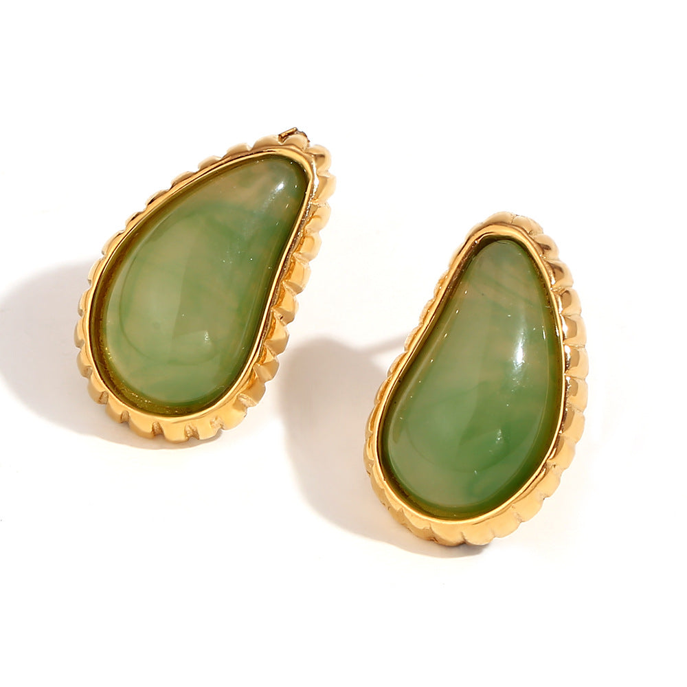 Orecchini a clip vuoti geometrici vintage in acciaio inossidabile placcati oro 18 carati da donna