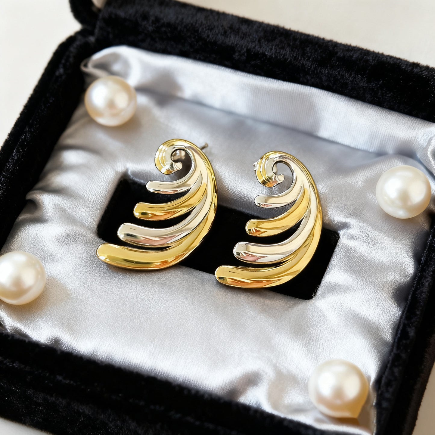 Minimalist Elegant Geometric Round Plated Stainless Steel Earrings Two-Tone Design for Women