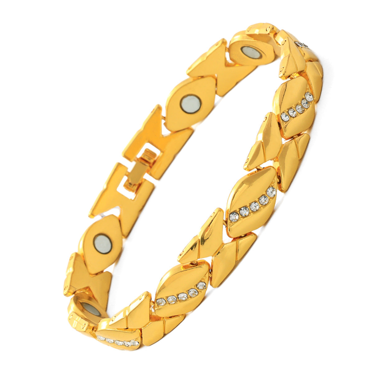 Bracciale Minimalista Magnetico Regolabile a Forma di Foglia in Lega di Zinco Placcato con Design Geometrico per Donna e Uomo