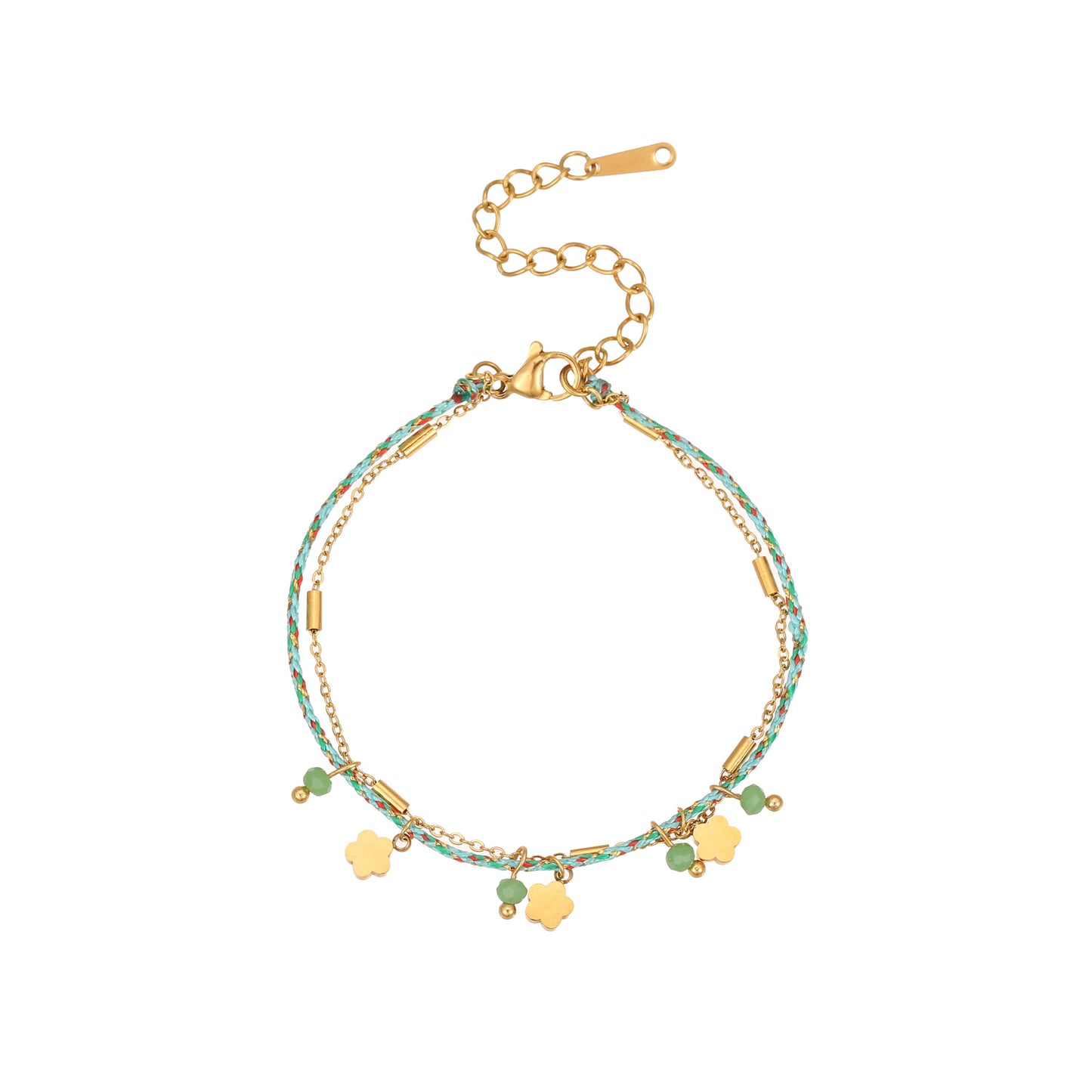 Bracciale alla moda in corda intrecciata ispirato alle vacanze con ciondolo a cuore e stella in acciaio inossidabile da donna