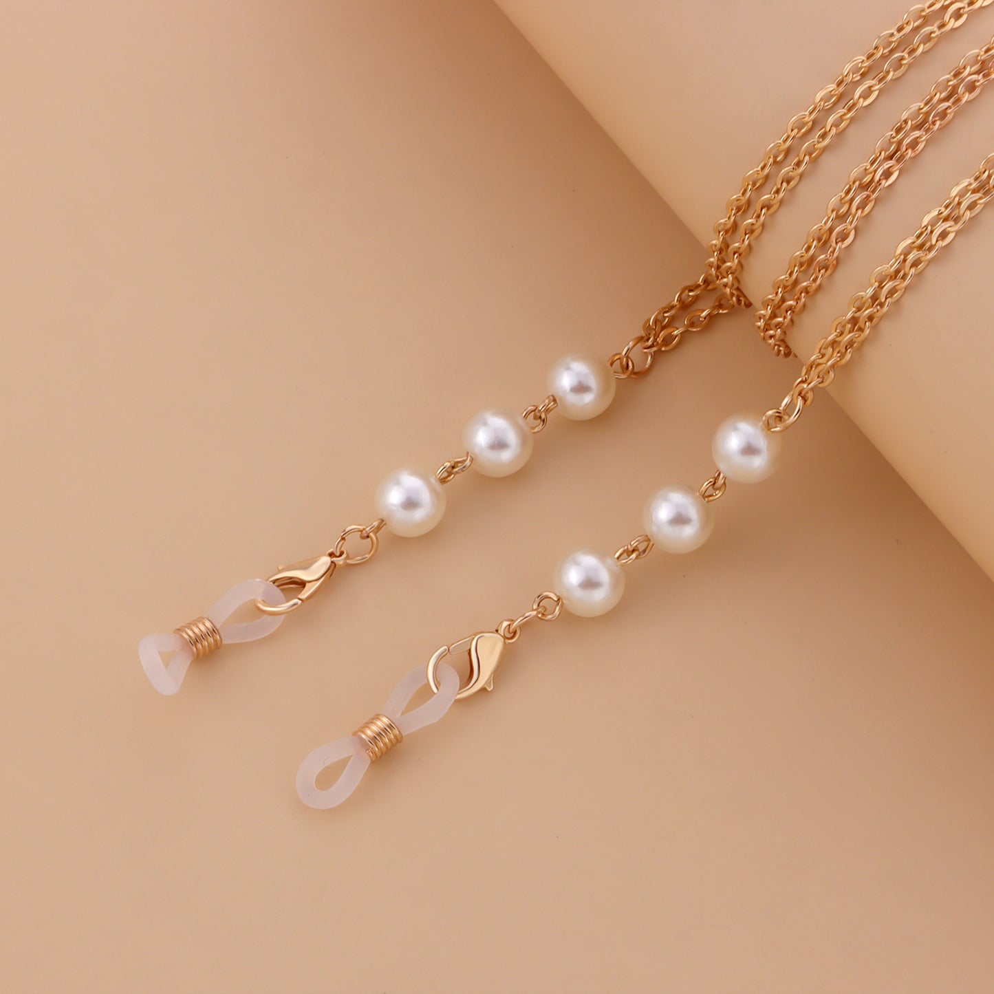 Minimalist White Pearl Alloy Eyewear Chain for Women