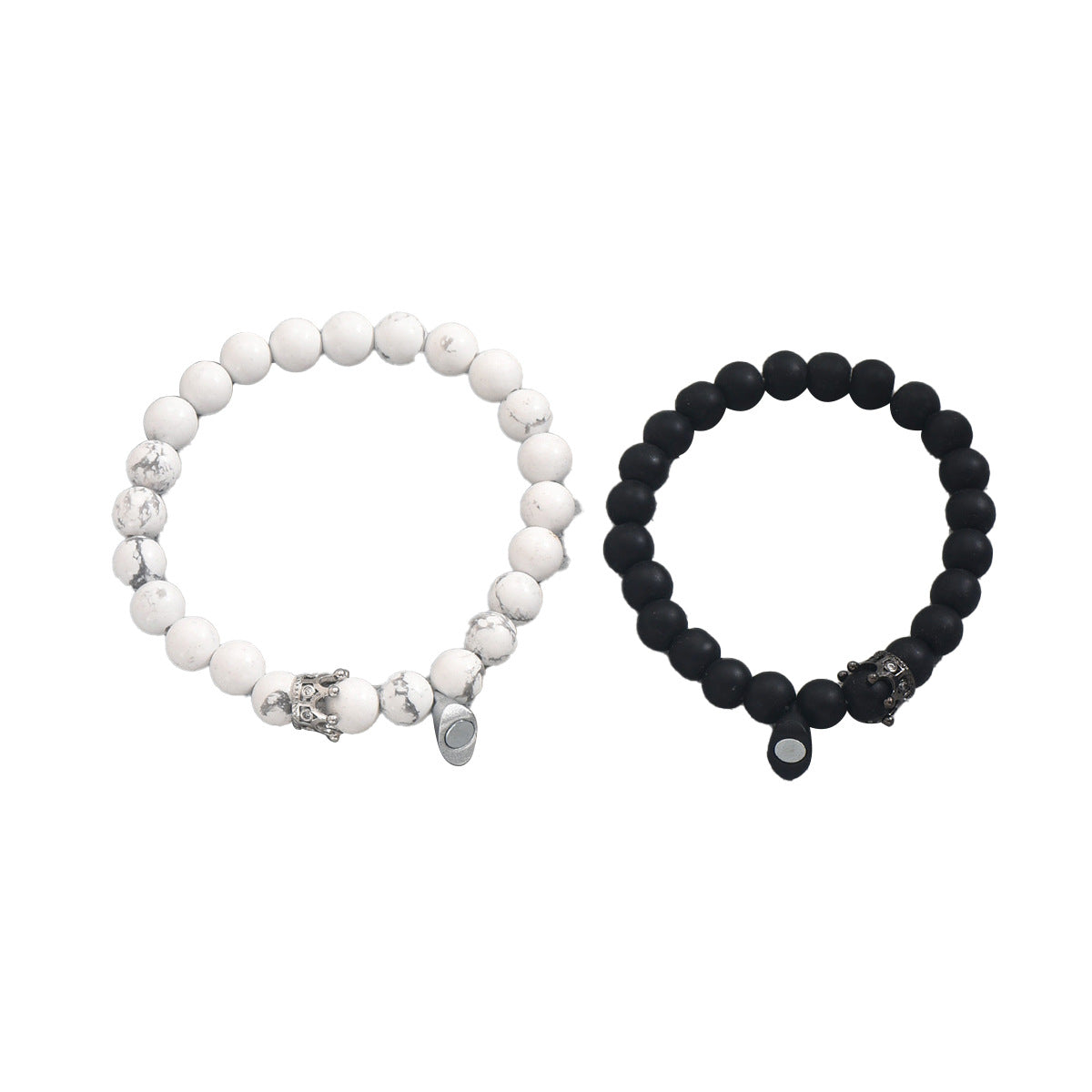 Fashionable Crown-Shaped Natural Stone Bracelet for Couples Handwoven with Magnetic Clasp
