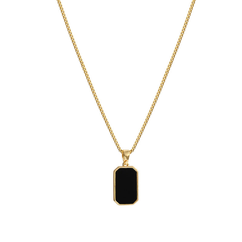 Collana con Ciondolo Geometrico Minimalista in Acciaio al Titanio Unisex