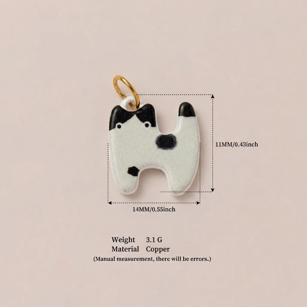 Luxury Casual 18K Gold Plated Titanium Steel Cat Animal Charm Bar