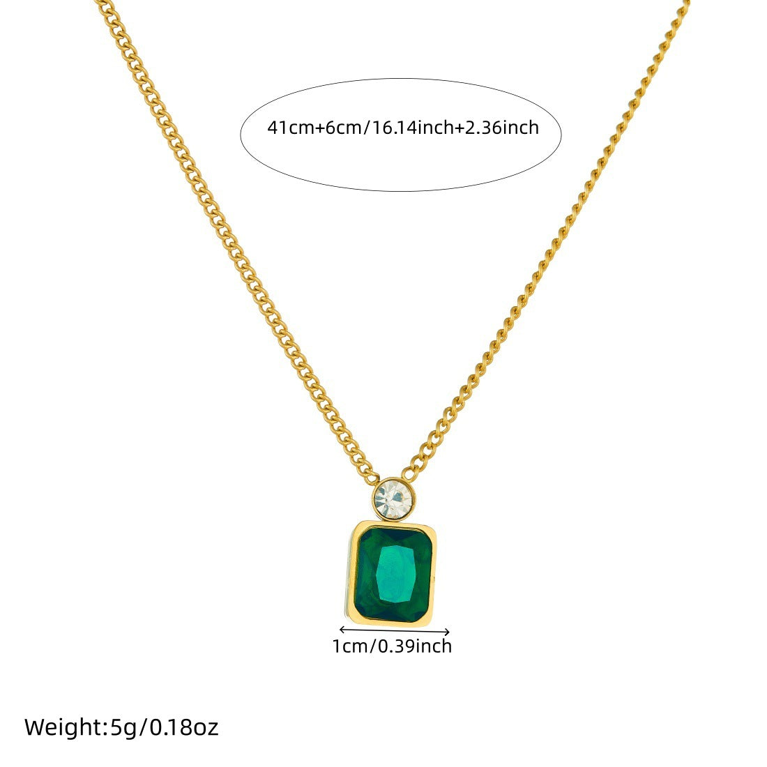 Minimalist Gold Plated Square Geometric Rhinestone Inlay Stainless Steel Pendant Necklace for Women