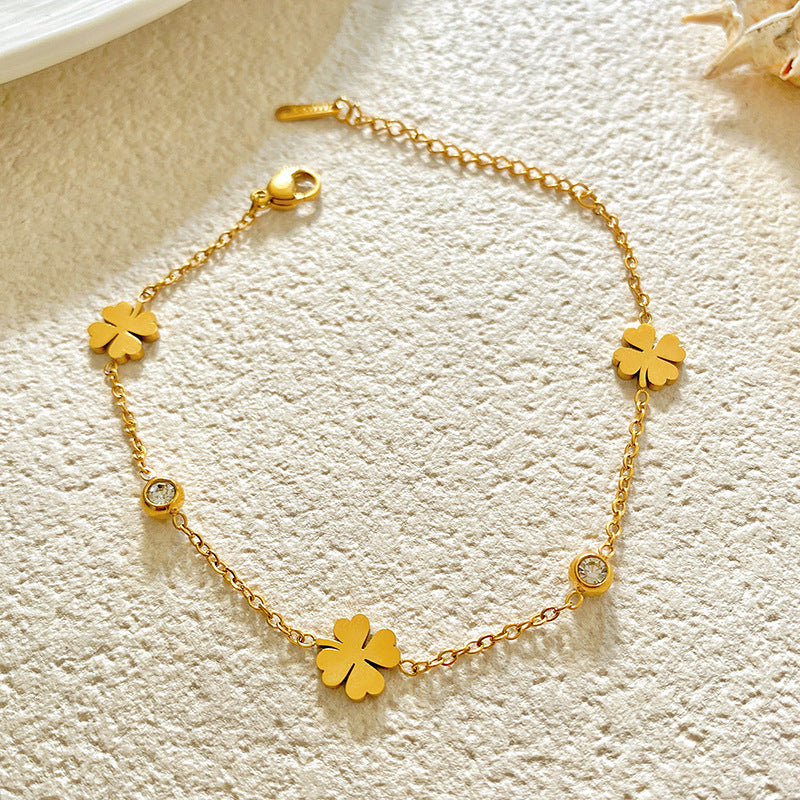 Minimalist Luxury Gold Plated Titanium Steel Micro Pave Diamond Bracelet